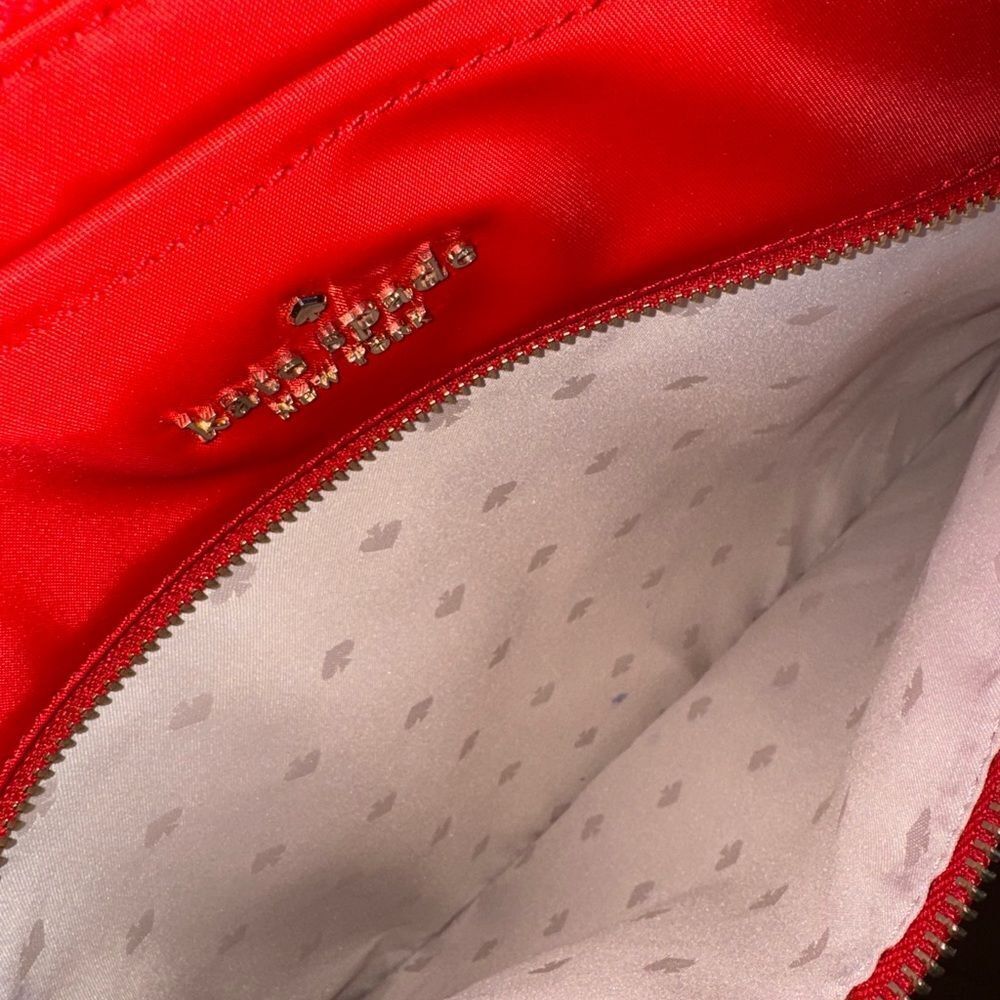 Kate Spade NY Chelsea Nylon Laptop Sleeve Crossbody Bag With Strap in Red & Gold - Picture 12 of 14